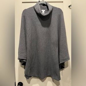 Pure Jill Lightweight Waffle Knit Batwing Sweater- Charcoal Grey Size M/L EUC